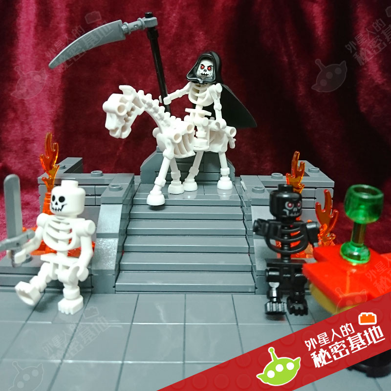 乐高lego 绝版人仔零件 骷髅骑士 镰刀死神 白骨马 骷髅头 cas378
