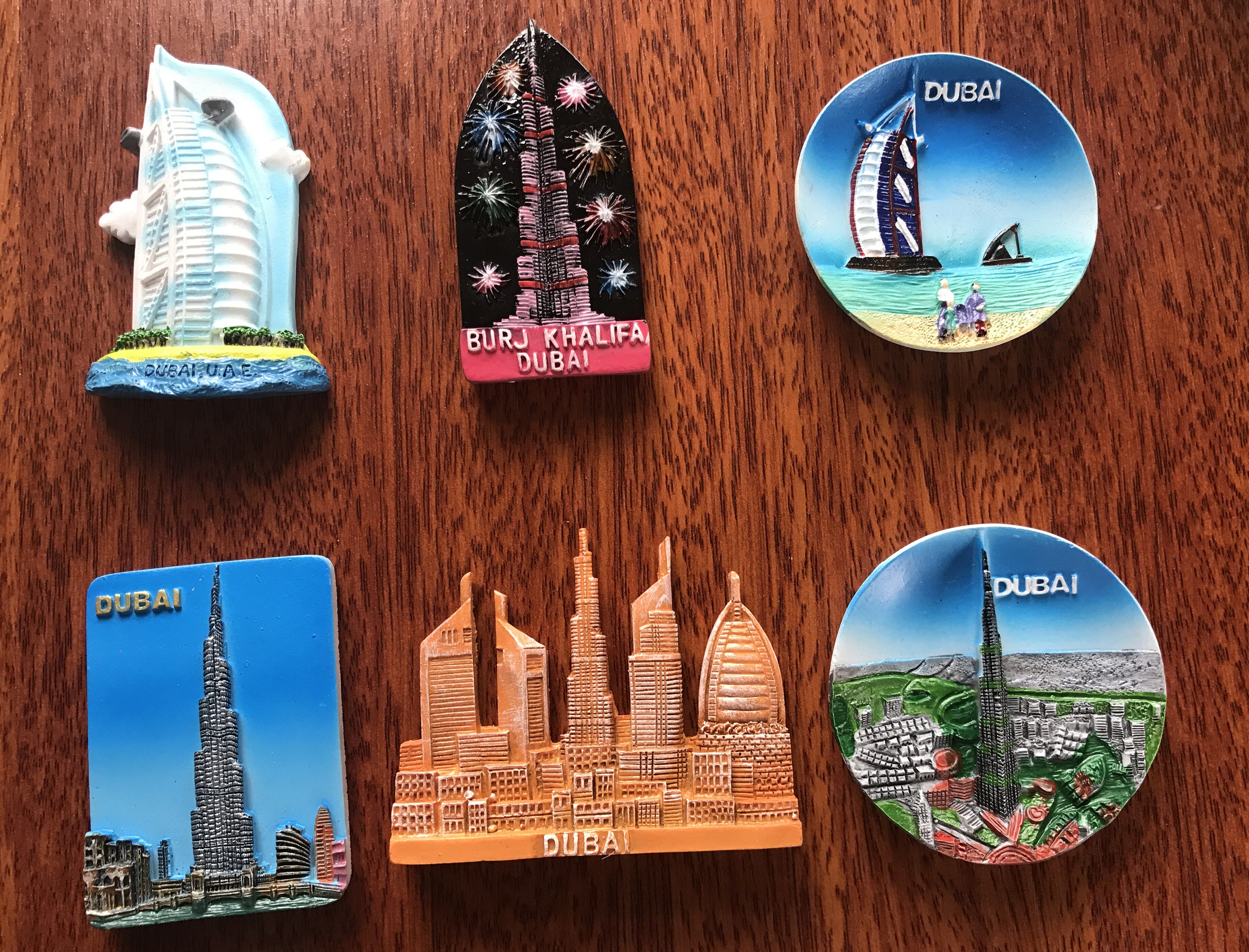阿联酋迪拜旅游纪念纪念树树脂手绘帆船酒店磁性冰箱磁性贴