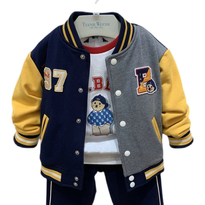 现货tw22新款小熊童装男童棒球立领夹克外套普通外套