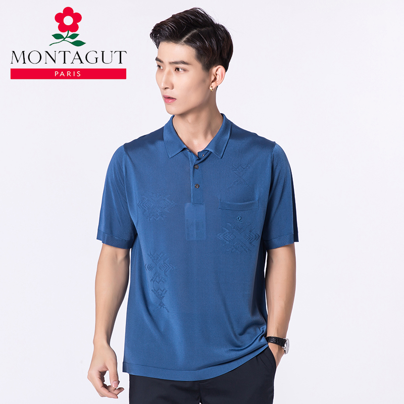 梦特娇男装翻领进口短袖polo商务休闲亮丝冰丝polo衫
