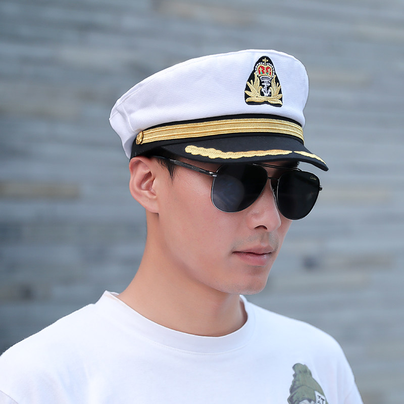 海军军帽平顶顶帽英伦复古百搭水兵舞女条纹帽子