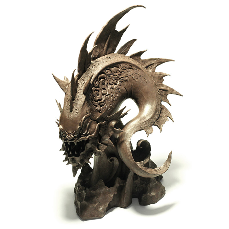 宜兴茶玩鳌鱼鱼化摆件雕塑茶宠紫砂紫沙手工茶宠摆件