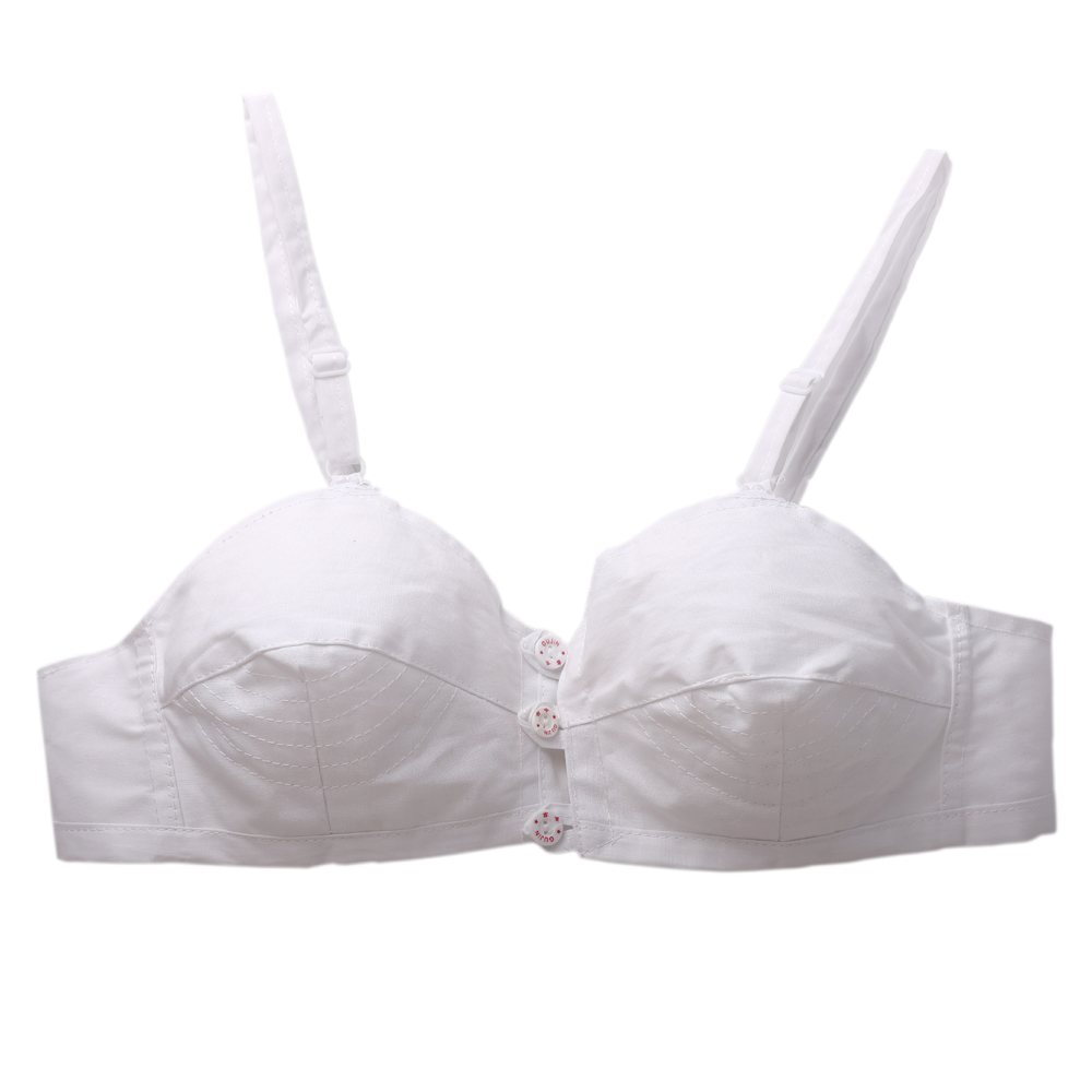 老式布文胸无钢圈薄全棉布纯棉布胸罩前扣大码中老年人布内衣妈妈-mc