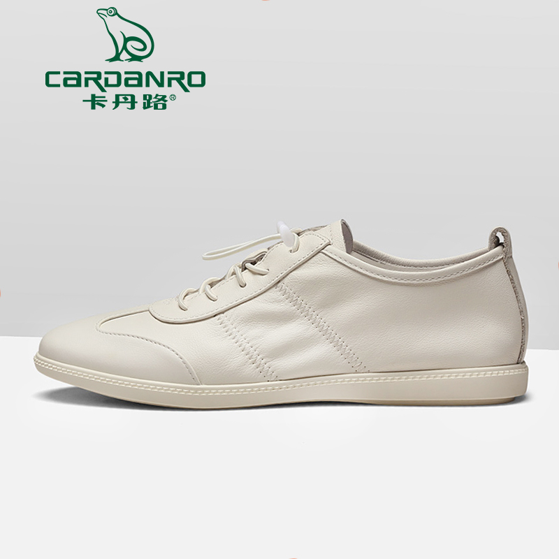 卡丹路夏季透气男鞋商务休闲白皮鞋真皮休闲鞋板鞋男士小白鞋鞋子