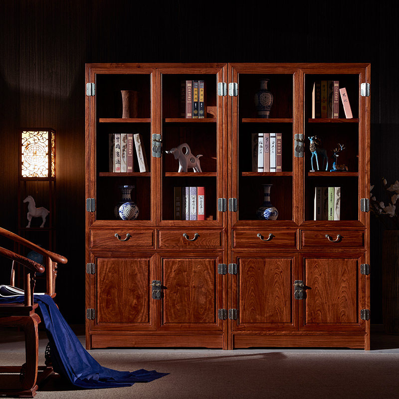 刺猬紫檀素面书柜中式仿古实木书橱红木明式单个书柜