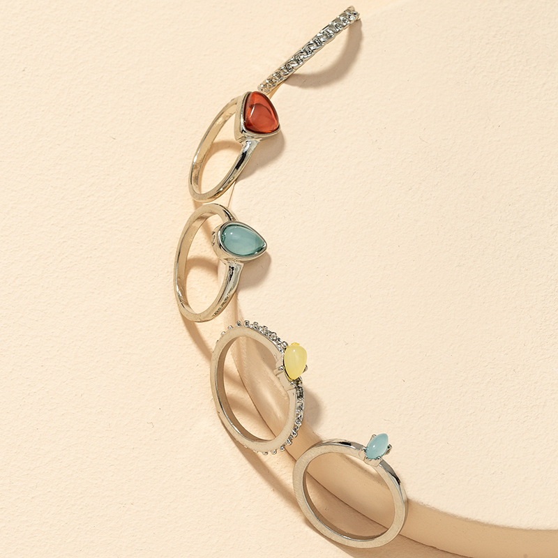 流行2020跨境贸易5只戒指套装欧美美爆饰品戒指