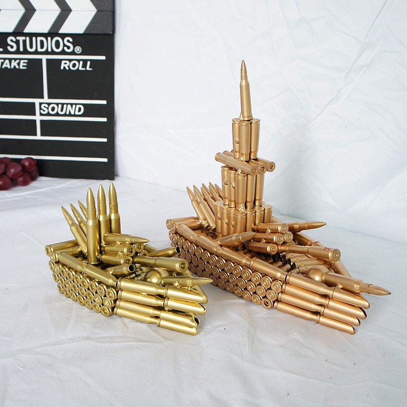 创意工艺品弹壳军舰模型家居客厅书房装饰摆件摆件