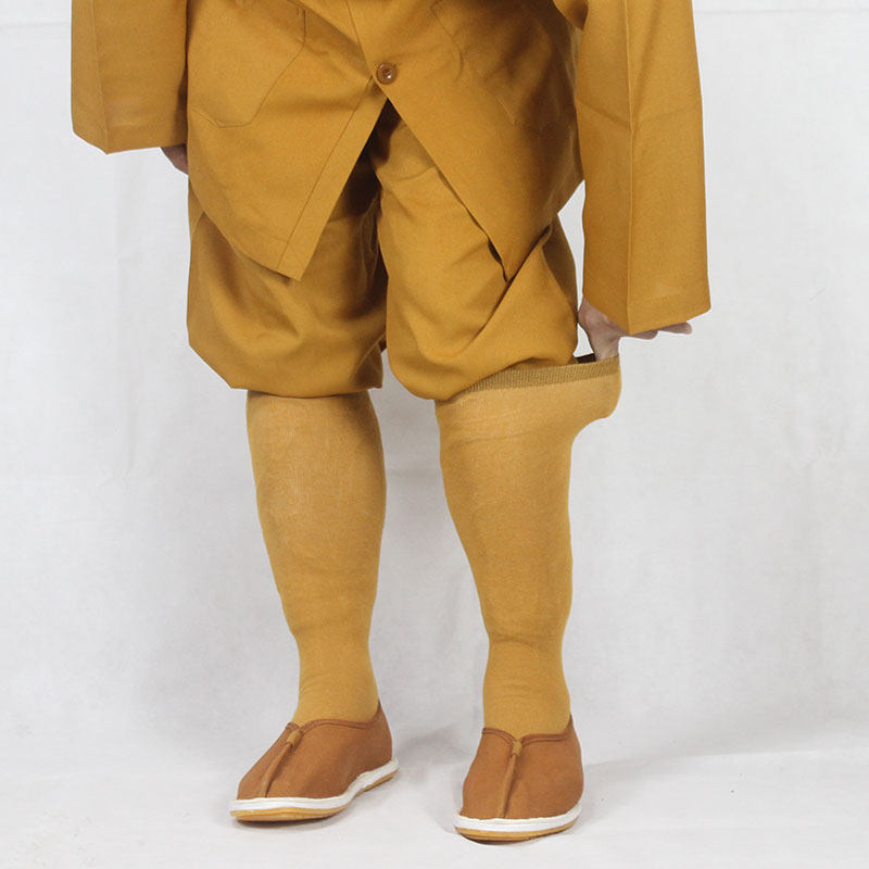 春夏薄款灰色绑腿僧袜黄色僧人透气高筒棉和尚长筒袜