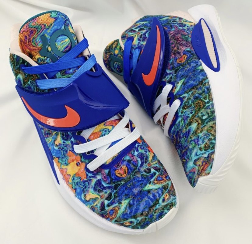 适配kd14ep蓝粉粉彩鞋带扎染腰果花宝蓝紫鞋带