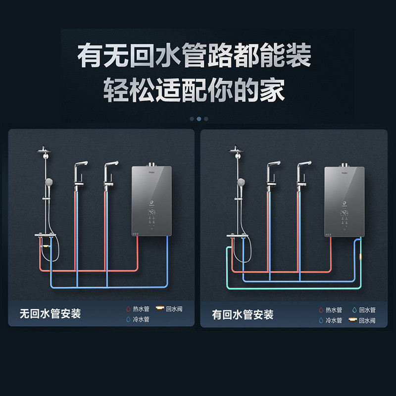 海尔燃气热水器家用天然气零冷水恒温晶彩全面洗澡燃气热水器