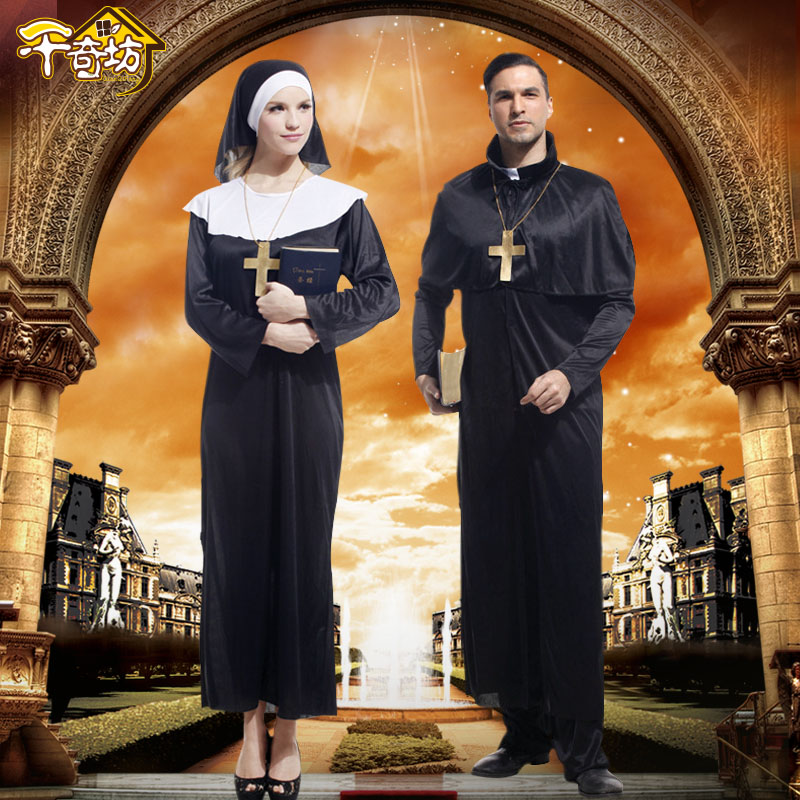 服装万圣节成人牧师教士修士修女套装服饰