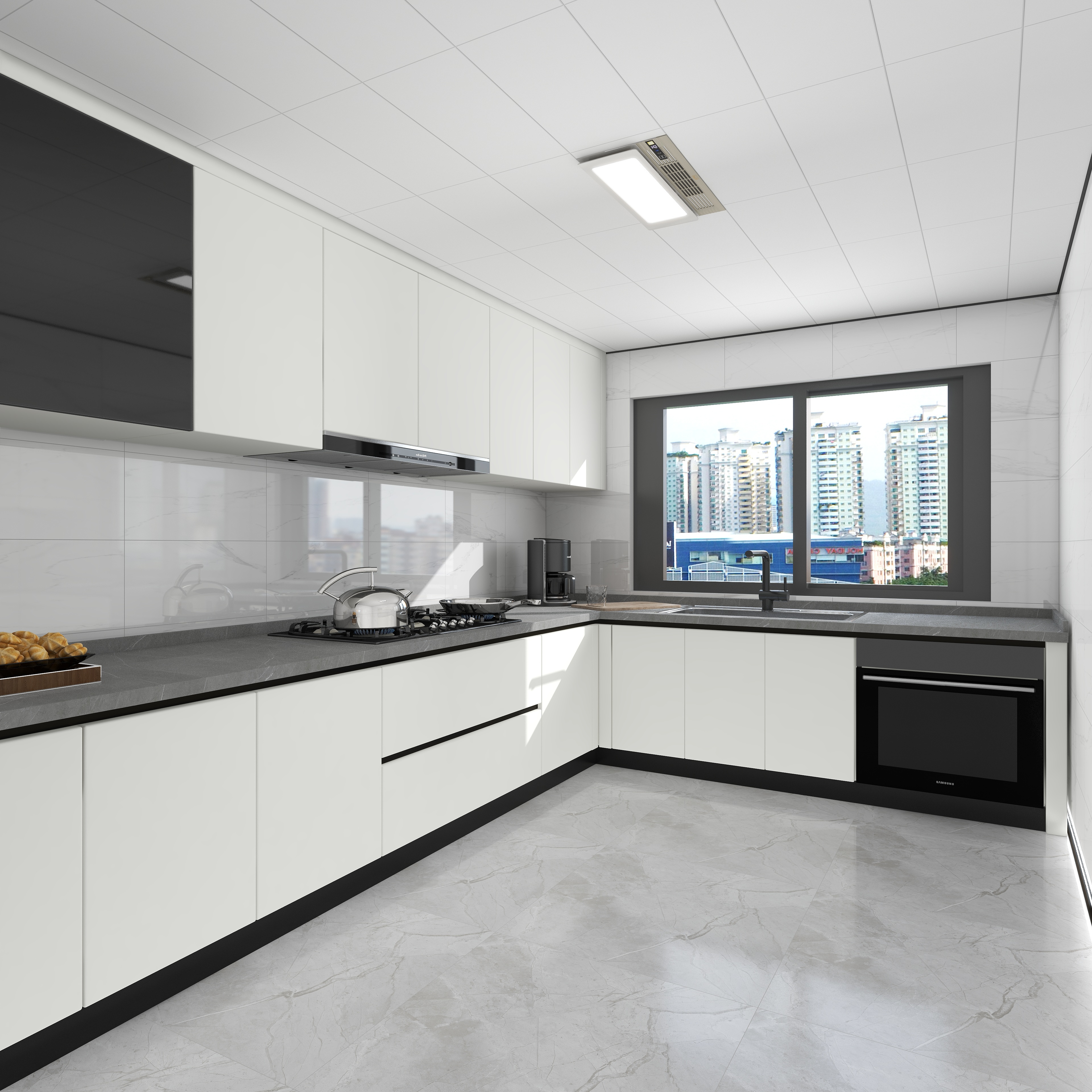 南宁全屋定制石英现代简约开放式橱柜定制厨房整体厨柜整体厨柜