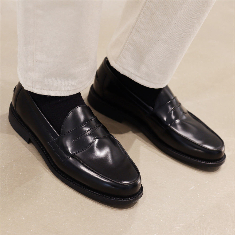 英国制造sanders头层牛皮固特异英伦休闲乐福鞋男乐福鞋豆豆鞋