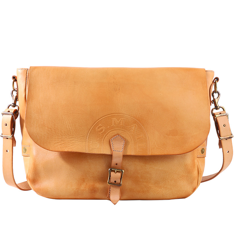 日本制造vasco植鞣复古手工邮差包中号牛皮单肩男士包袋