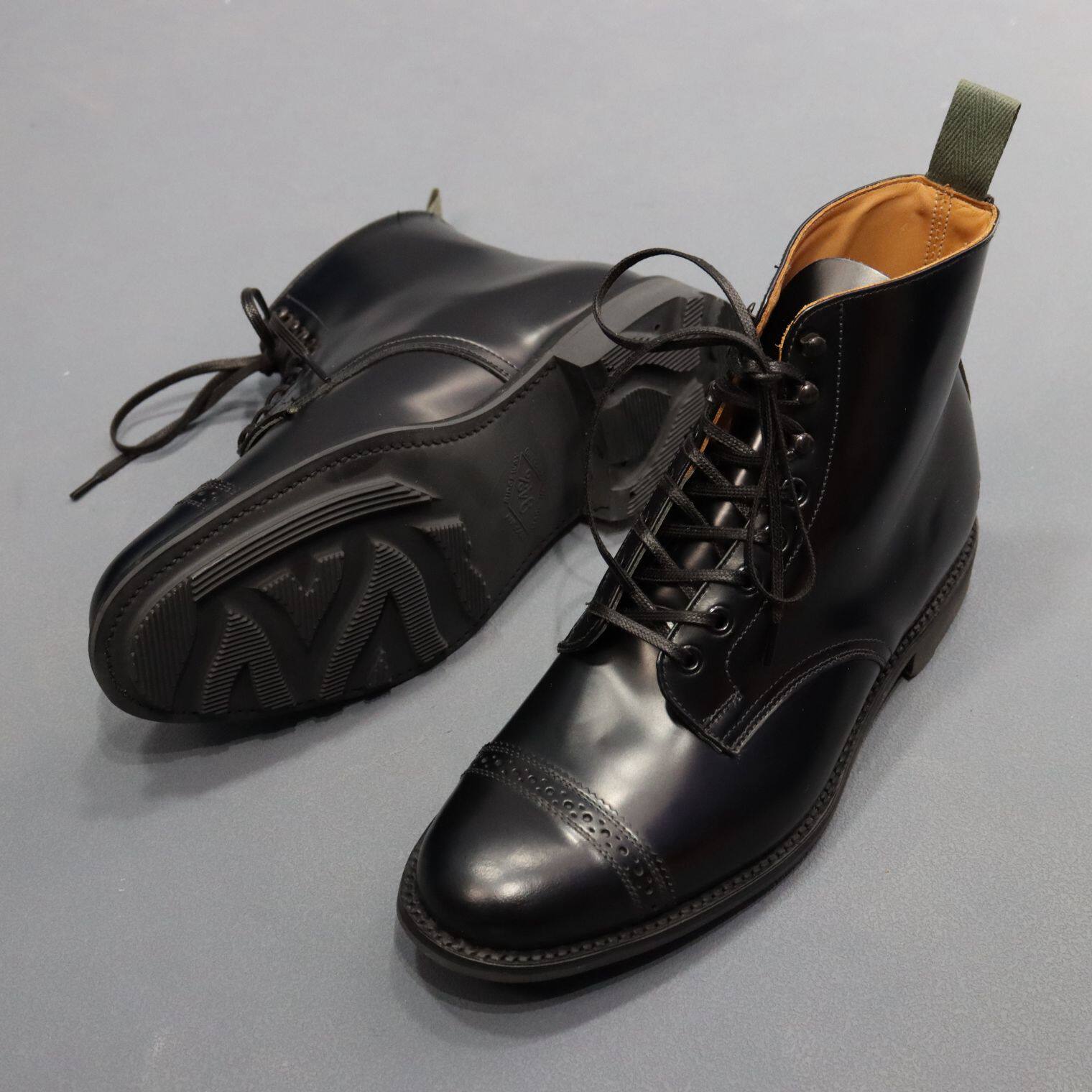 sanders军事伞兵靴复古亮牛皮系带皮鞋2087英国时装靴