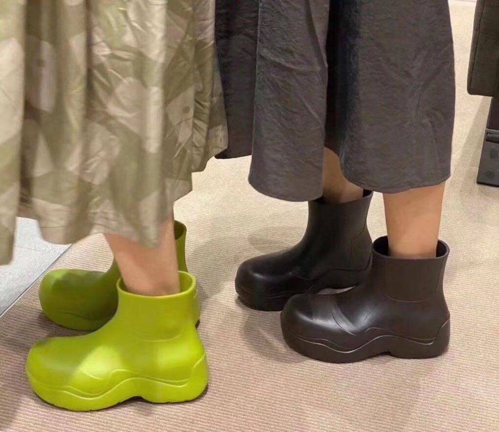 12年老店annbv欧洲站厚底雨靴羊毛毛里糖果色时装靴