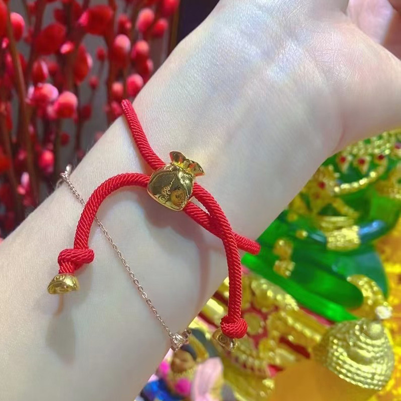佛牌泰国阿赞佑手桶桶金手绳手链手绳红绳小金泰国特色