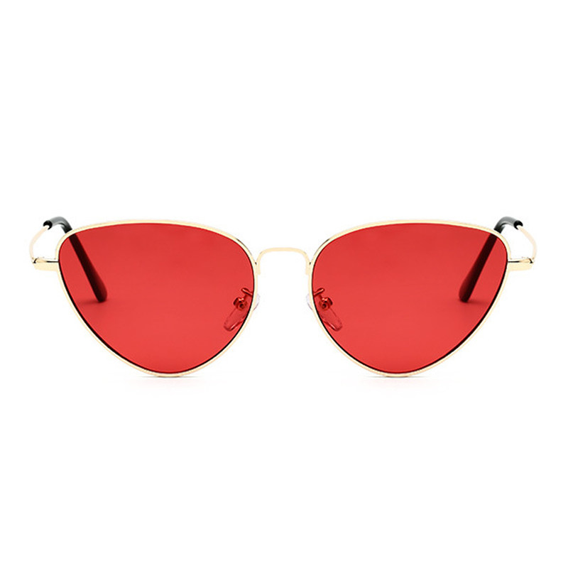 复古stbvintage时髦三角形猫眼金边红色墨镜太阳太阳眼镜