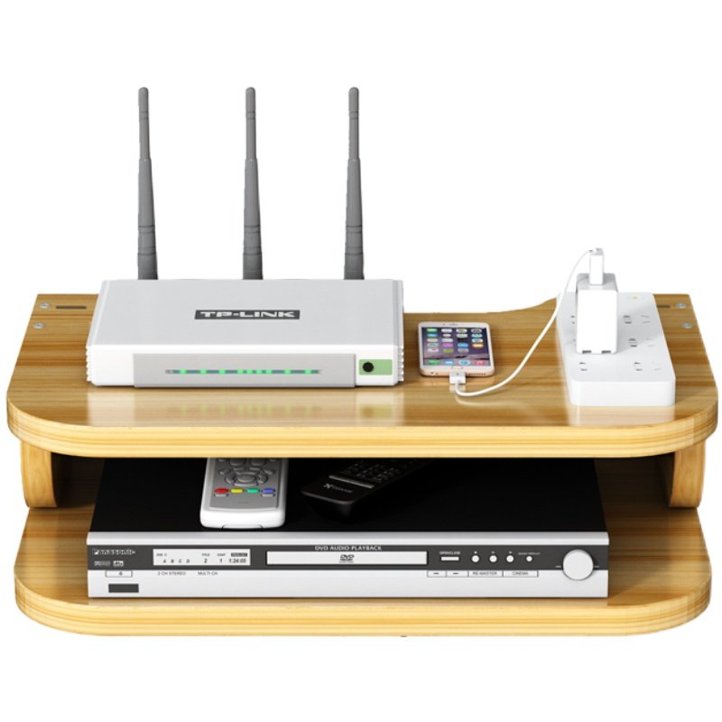 无线wifi路由器置物架收纳盒子打孔壁挂式电视电视机理线器