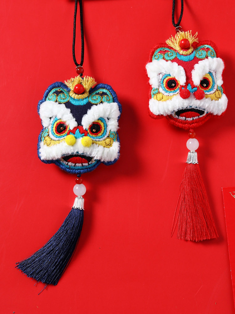 中国国风传统文化醒狮刺绣手工diy材料包国潮儿童缝纫diy材料套装