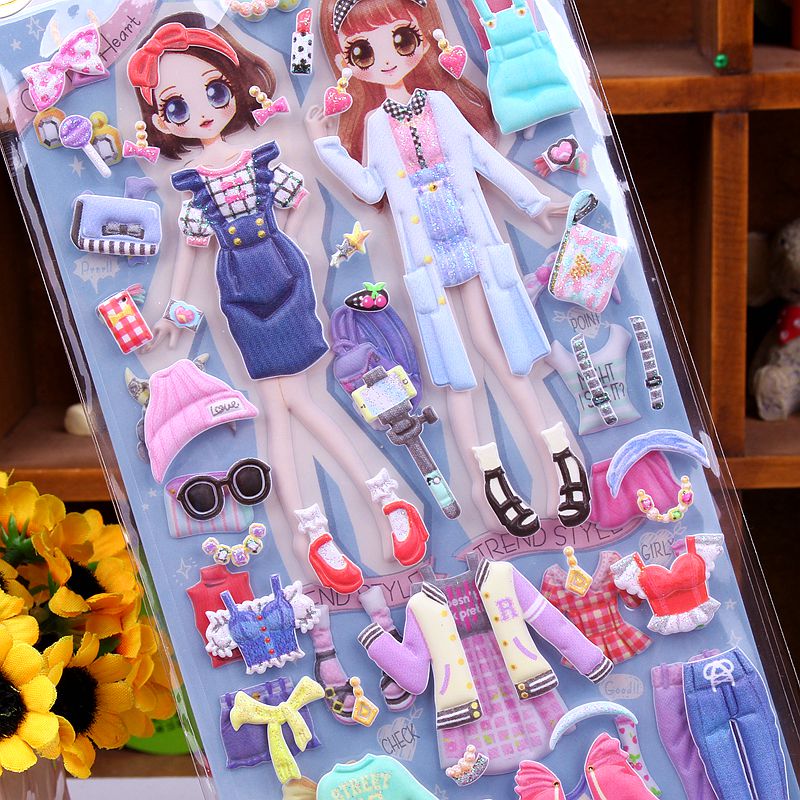 满包邮 芭比娃娃儿童公主换装贴纸女孩换衣服贴画奖励粘贴sticker