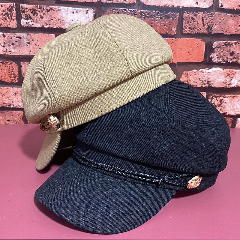 圆脸小香风春秋帽女八角女帽毛呢画家适合呢帽帽子