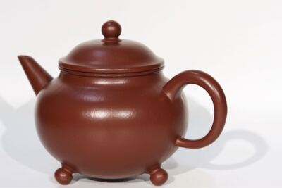 拙雅一厂艺师黄淑平煤窑朱泥三足水平手工紫砂壶180c茶壶