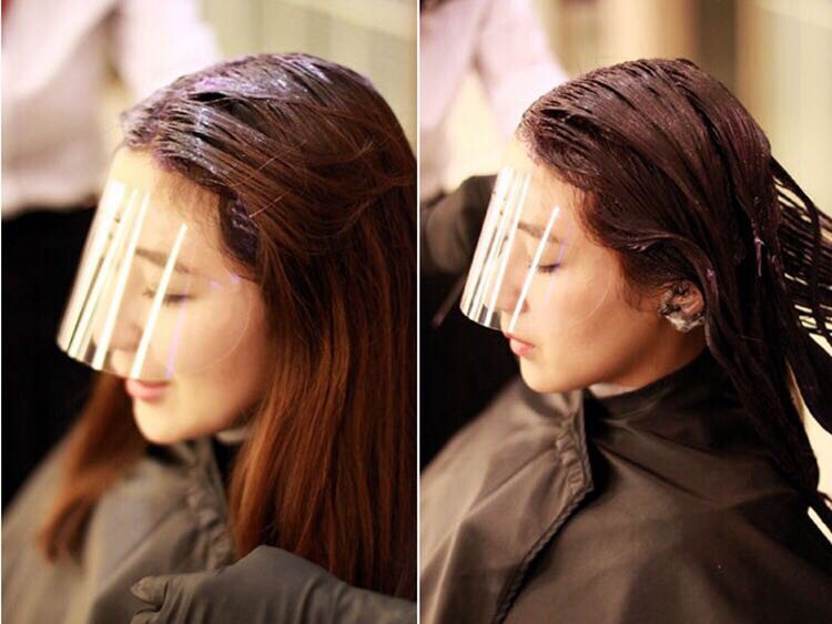 美容美发剪刘海面罩理发工具用品防碎发神器染发烫发挡脸弧形透明