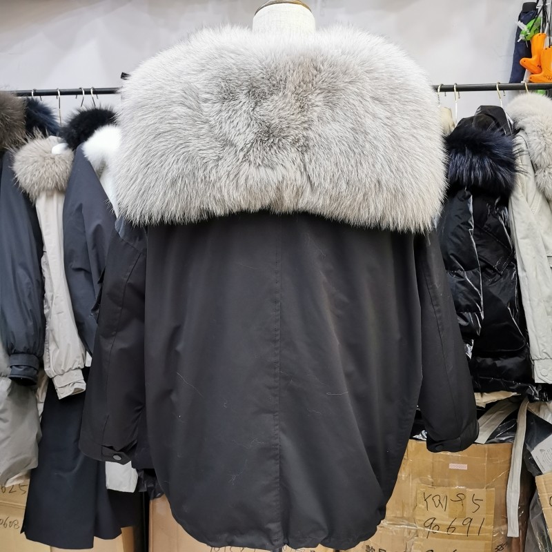 dinuokaou白鸭绒外套派克鸭绒宽松羽绒服冬款2020毛领羽绒服