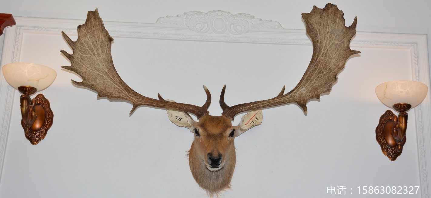 欧式鹿头标本t16壁挂壁饰招财进宝生财样板酒吧壁饰