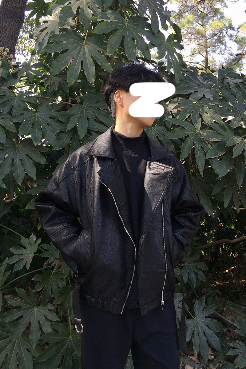 leslie哥哥张国荣纵横四海同款复古宽松皮衣