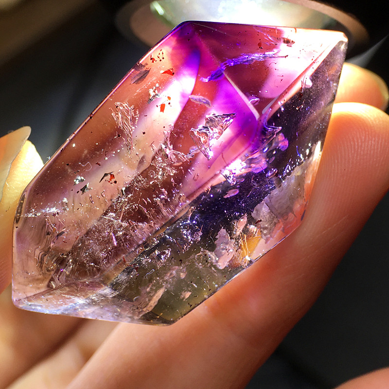 幻影紫水晶七紫发权杖骸骨骨干原矿矿石闪灵钻水摆件