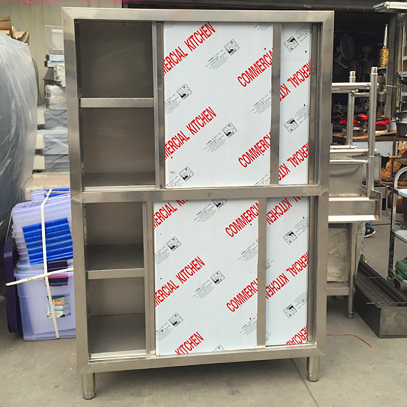 商用四门厨房储物柜碗柜拉门立柜不锈钢保洁橱柜餐柜