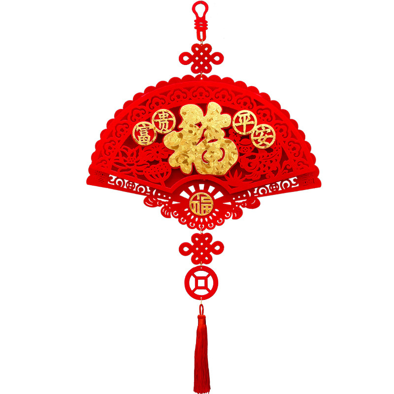 新年装饰挂件扇形中国结春节场景布置室内挂饰挂饰