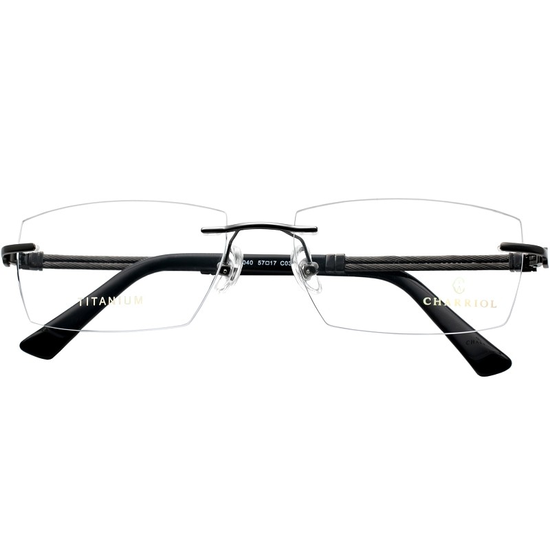 charriol夏利豪金边眼镜镜框近视可配无框斯文大脸眼镜架