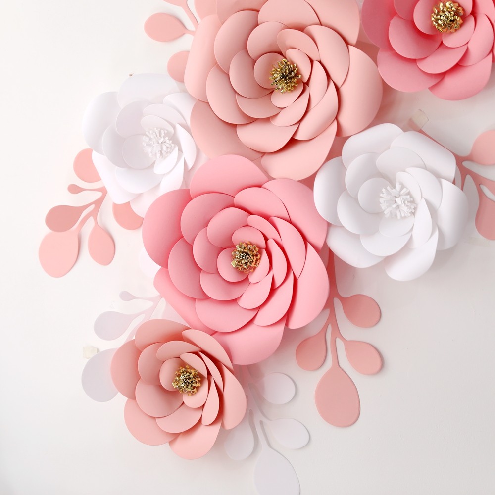 小红装饰装扮陈装扮花朵美纸花壁饰美甲商场中秋节壁饰