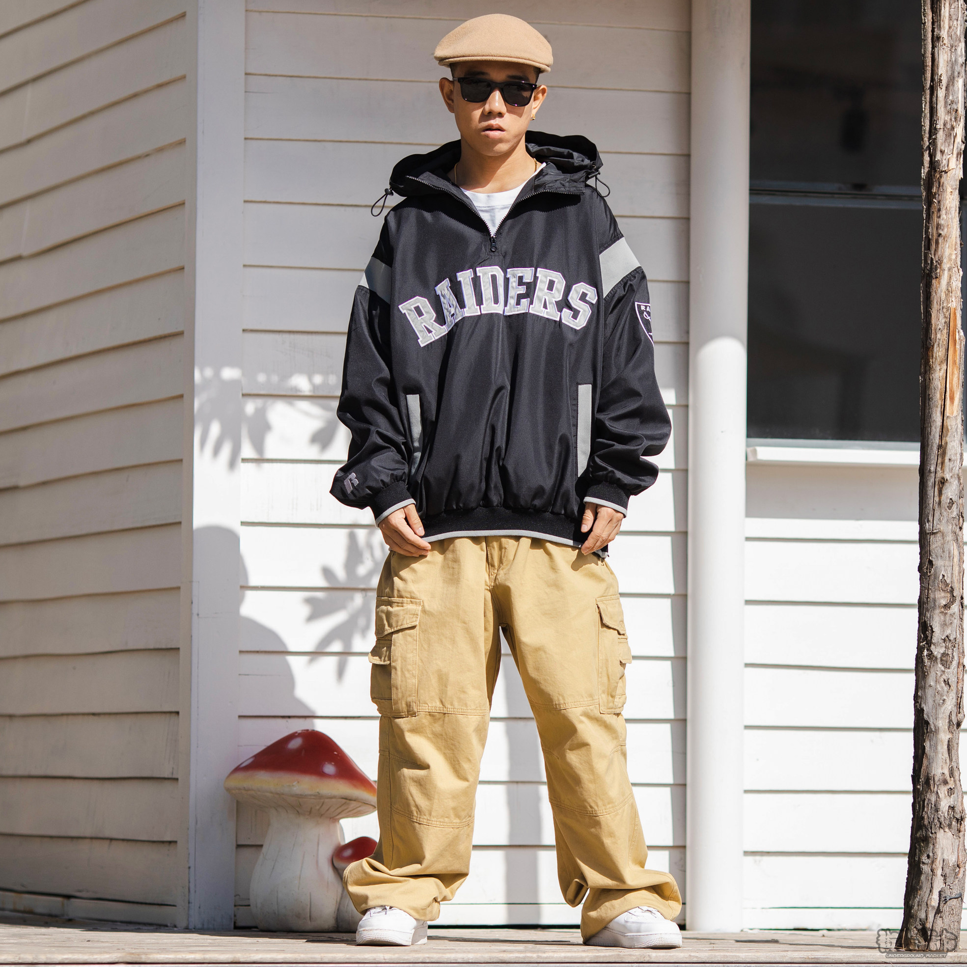 街头集市半拉拉链外套oldschool西海岸经典raiders突袭者风衣