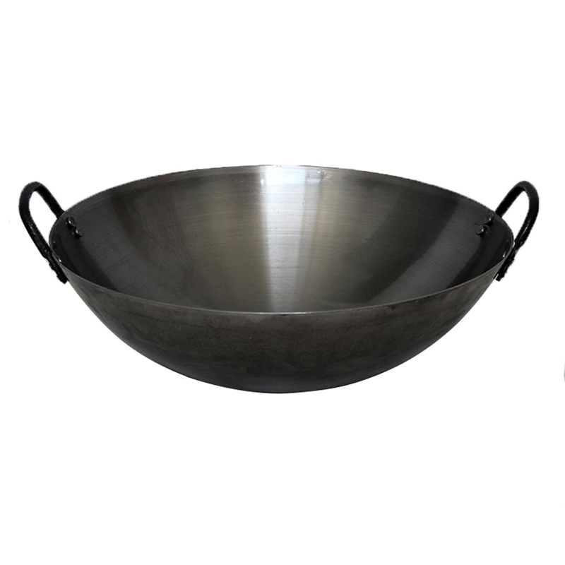 老式加厚双耳铁锅炒锅尖底锅圆底锅熟铁锅家用饭店厨师专用炒菜锅
