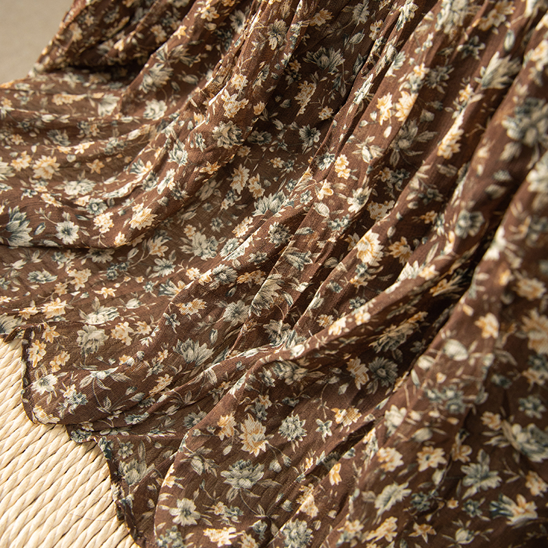 6米裙摆用料壕！ 欧洲柜篙级咖 显瘦雪纺半身裙女春天家661R