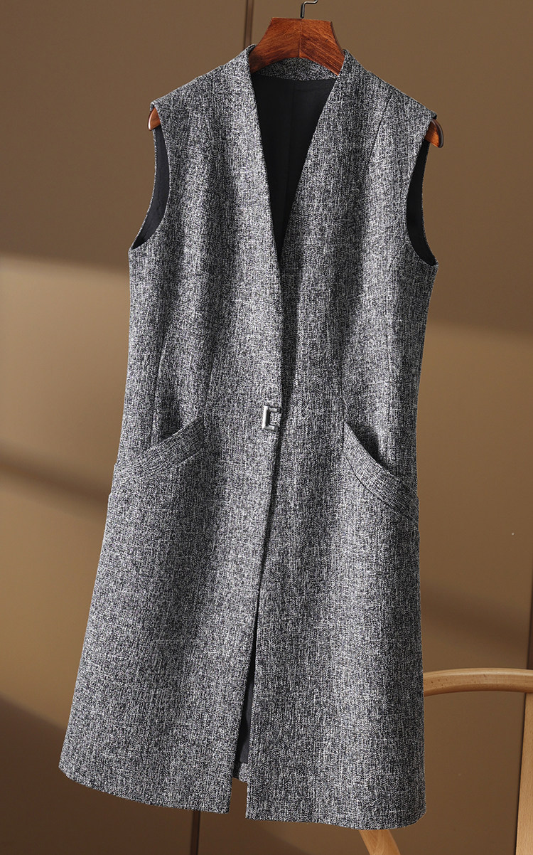 气场翻倍垂顺有型立体收腰显瘦中长马甲宽松马夹