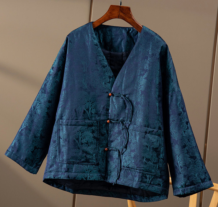匠心顶流重磅姆米真丝宋锦提花中式夹棉外套棉衣