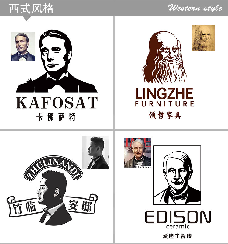 头像商标logo设计门头招牌制作素描漫画人物商标logo设计