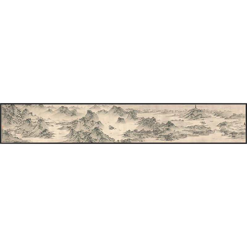 新中式办公室横幅长条国画山水墙画客房酒店茶室现代装饰画