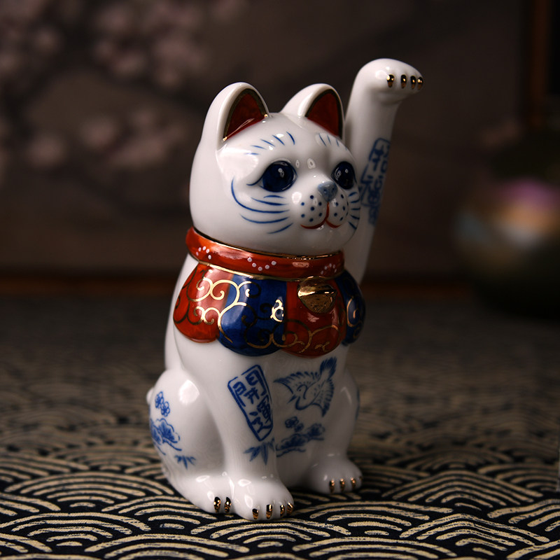 日本药师窑染锦开运招福招财猫店铺开业日式摆件招财猫