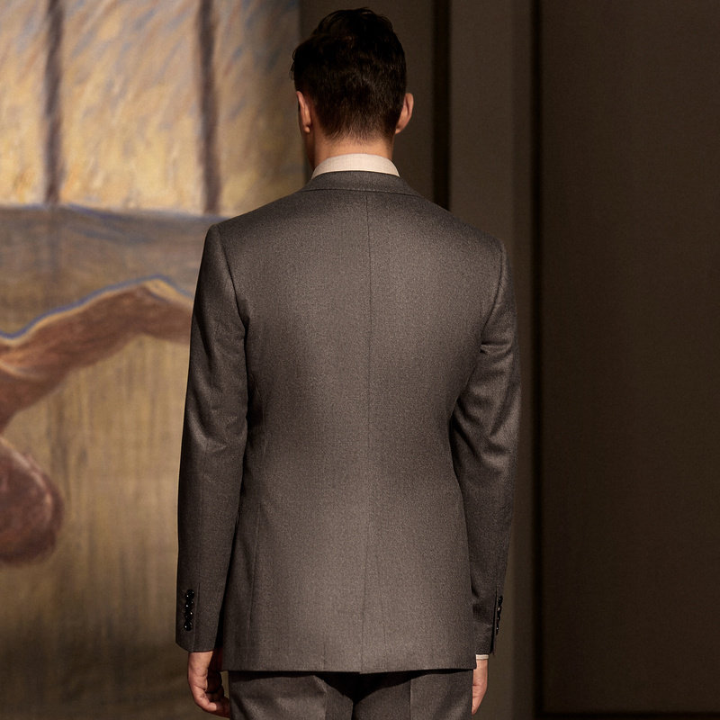 eve依文西装外套咖啡色高级新款秋季纯羊羊毛商务正装西服