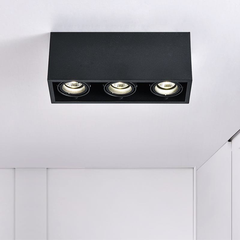 灯饰明装射灯防眩三头格栅灯牛眼斗胆灯调调焦射灯