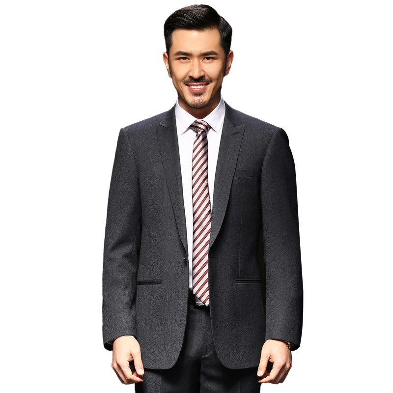 红都秋季新郎羊毛西服男士西装套装中年商务西服套装