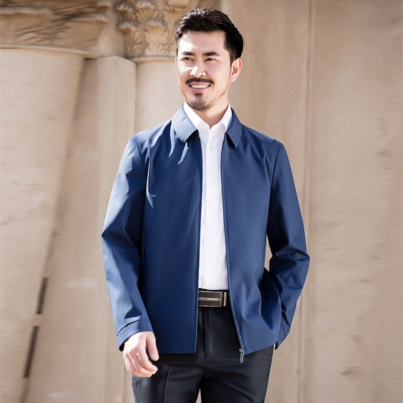 红都夹克中年春秋新款翻领政务商务领导导风夹克