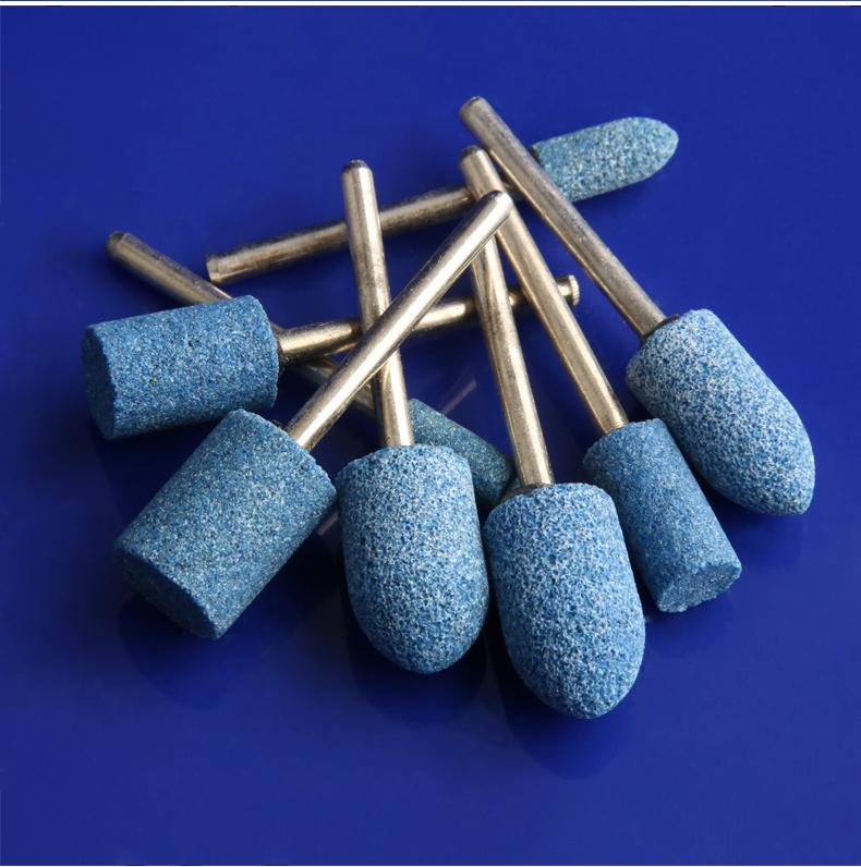 蓝刚玉砂轮磨头金属抛光玉器蓝色砂火石仔打磨头100pc袋装