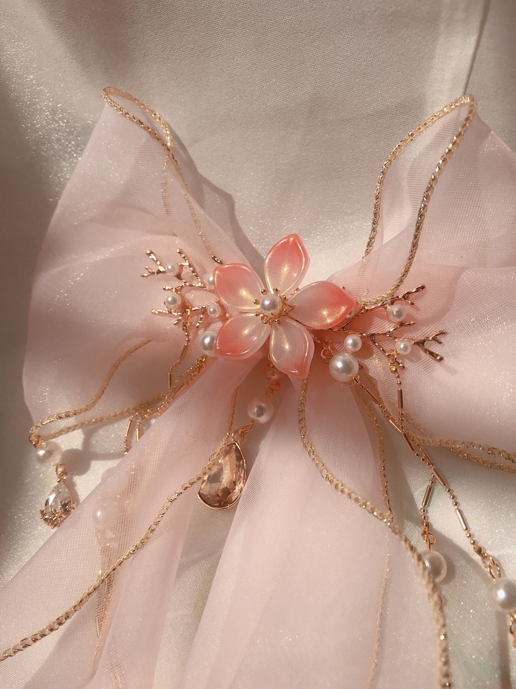 美多甜美百搭洛丽塔汉服发夹春樱芳华梦春樱飘带发饰